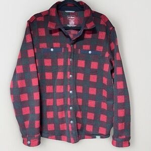 Men’s Large L.L. Bean Wool Fall Flannel Jacket Shacket Buffalo Check Button Up